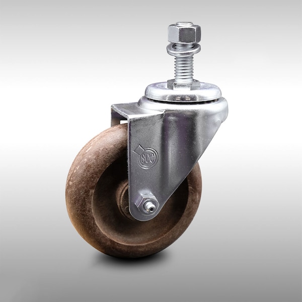 4 Inch SS High Temp Glass Filled Nylon Swivel 12mm Threaded Stem Caster SCC